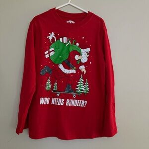 Holiday Time Red Santa Skateboard Long Sleeve Shirt